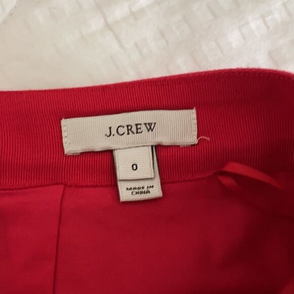 J Crew Lined Red Mini Skirt with Scalloped Hem Size 0 - Picture 4 of 11